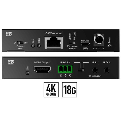 hdmi extender 4k Rx front and rear